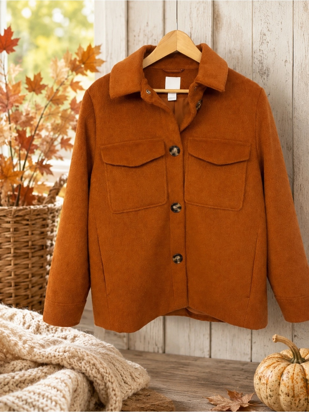 H&M Oversized Utility Shacket in Rich Chestnut Brown 🤎